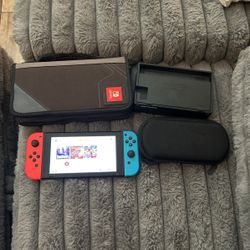 Nintendo Switch With Case And Game Holder