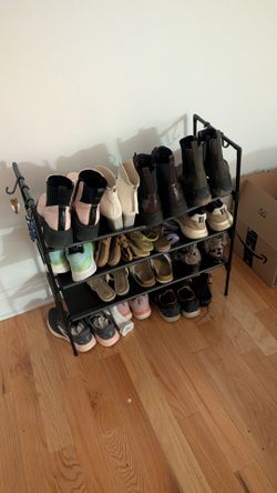 Three Tier Shoe Rack with hooks