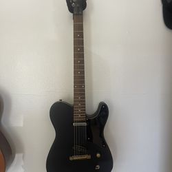 Slick SL50 Electric Guitar – Matte Black (Relic’d) – P-90/Tele Pickup Combo – Brass Hardware