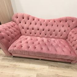 Pink love seat and sofa