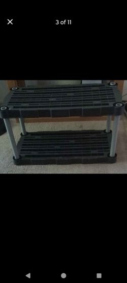 Rubbermaid 2 - Tier Shelf Green Great For Garages And Organization No Cracks Comes Apart Easy For Cleaning