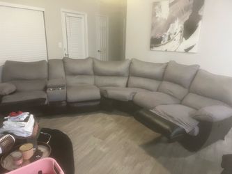 Gray Fabric Reclining Sectional Sofa