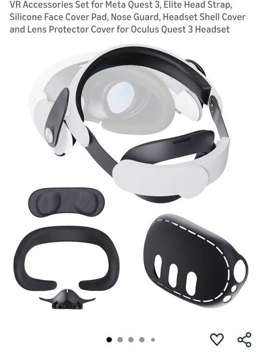VR Accessories Set for Meta Quest 3, Elite Head Strap, Silicone Face Cover Pad, Nose Guard, Headset Shell Cover and Lens Protector Cover for Oculus Qu