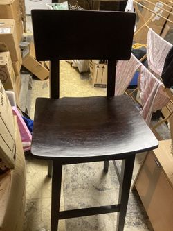 2 Dark Wood Bar Height Stool Chairs