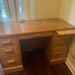Solid Wood Desk With Drawers And File Cabinets