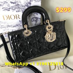 Christian Dior Handbag Shoulder Bag Lady Dior Patent Leather Black