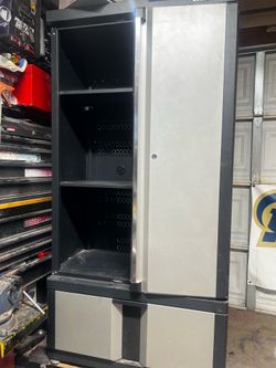 Kobalt 36-in W x 72-in H x 18.5-in D Freestanding Steel Garage Cabinet in Silver  tool chest- The left door is missing