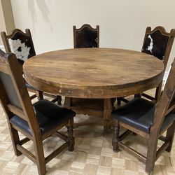 Southwest Cowhide Table & Chairs Set