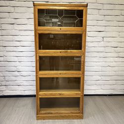 7' Tall Lawyer Barrister Style Bookcase Glass Cabinet