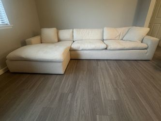 Four Hands Plume 2-piece sectional. Left-facing chaise. Thames Cream performance fabric. Like new.