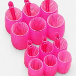 Pink Hair Rollers w/ Clips
