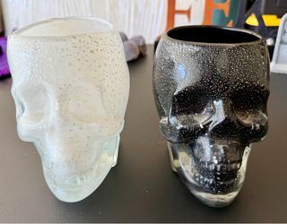 Skull Glass Candle Holders Set of 2