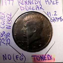 1977 Toned Kennedy Half Dollar No FG