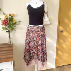 Y2K Pink And Orange Floral Fairy Skirt