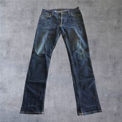 Nudie Jeans Thin Finn Org Dry Twill Sz 34 Made in Italy Slim Tapered Repaired