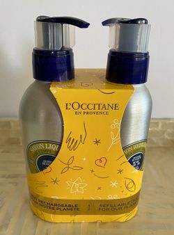 L'Occitane Hand & Body Wash liquid Soap & Lotion Set Refillable pump bottles