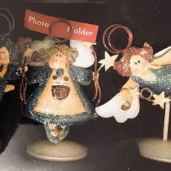 St. Nicholas Square Christmas Angels Photo Holder, Set of Three, Christmas Themed.