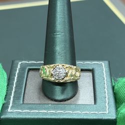 Gold and diamond nugget ring