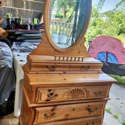 Wood Dresser With Mirror - Will Deliver