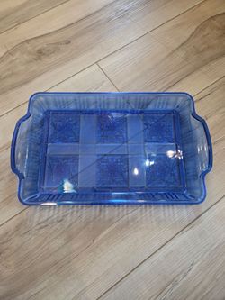 Crafter's Corner Light Blue Acrylic Serving Tray 12" x 8" Rectangular Platter with Handles