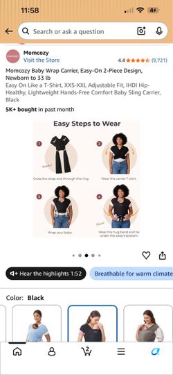 Momcozy Baby Wrap Carrier Black