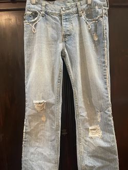 Distressed Light Denim With Sequence