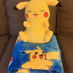 Pikachu Blanket and Stuffed Toy
