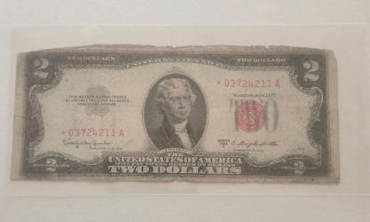 1953 C Series STAR NOTE $2 Two Dollar Bill Red Seal - See pics for condition