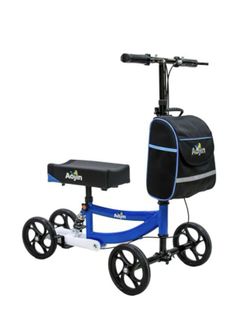 Aojin Knee Scooter, 300lbs Capacity, 13" Big PU Seat, All Terrain Foldable Knee Scooter Walker with Bag for Foot Injuries Compact Crutches Alternative