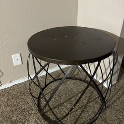 Metal Side Table Brown 