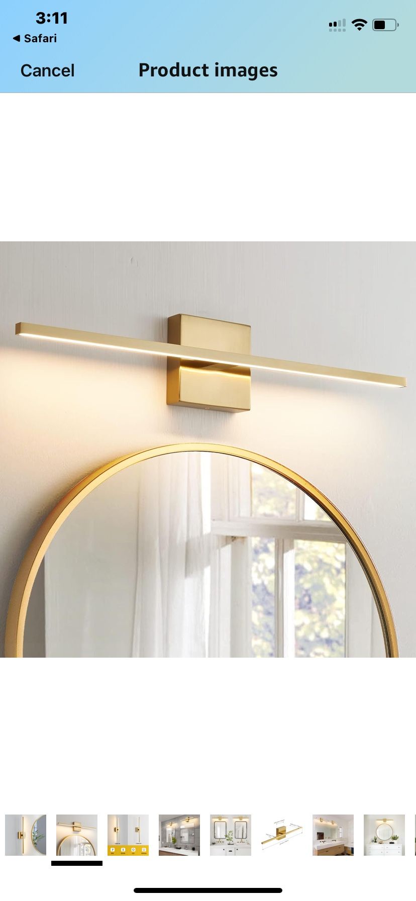 Light Fixture Gold Bathroom / Wall Sconce