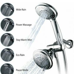 Brand new !Handheld Showerhead & Rain Shower Combo. High Pressure 24 Function 4" Face Dual 2 in 1 Shower Head System with Stainless Steel Hose