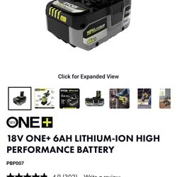 Ryobi 6AH 18v Battery 