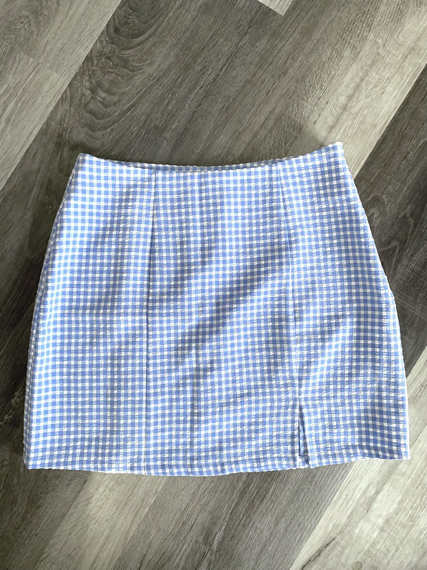Baby Blue Plaid Mini Skirt 