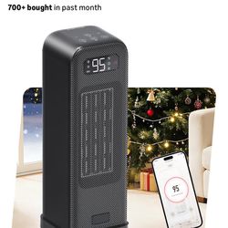 16 Inch Space Heater WiFi Voice Control, 36dB Quiet 4 Modes 12H Timer, 1500W PTC Ceramic Heater for Office Home 1Pack Black 