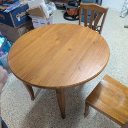 Wood Table With Two Wooden Chairs