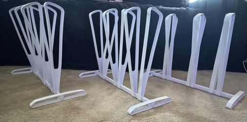 Set Of 3 White & Silver Boot Racks Holds 9 Pairs