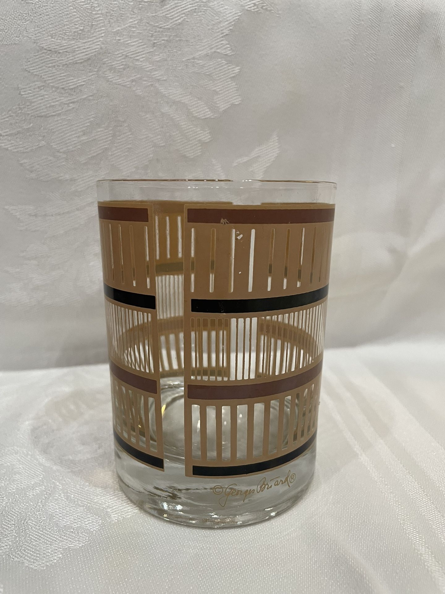 Vintage Signed Georges Briad Double Old Fashion Glass