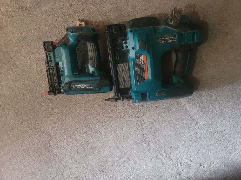 Two Makita nail guns and a battery-powered saw, all in good condition.