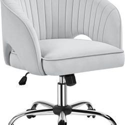 Home Office Chair, Velvet Desk Chair, Upholstered Modern Swivel Chair with Tufted Barrel Back, Rolling Wheels for Office,Study, Vanity,Bedroom Light G