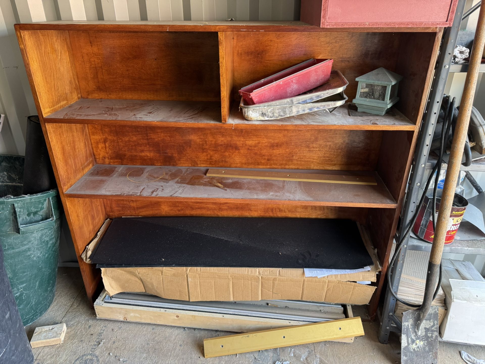 Wooden Shelves, Contents Not Included 55” long 12” deep 52” tall