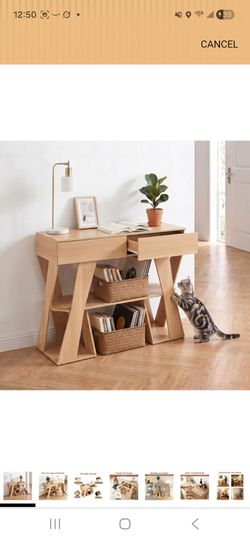 NEW 40" Light Oak Console / Sofa Table with Drawers