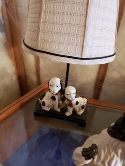 Staffordshire dog lamp with beautiful lamp shade