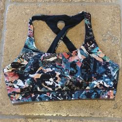LULULEMON Women Multicolor Abstract Print Crossback Sports Bra Size 10