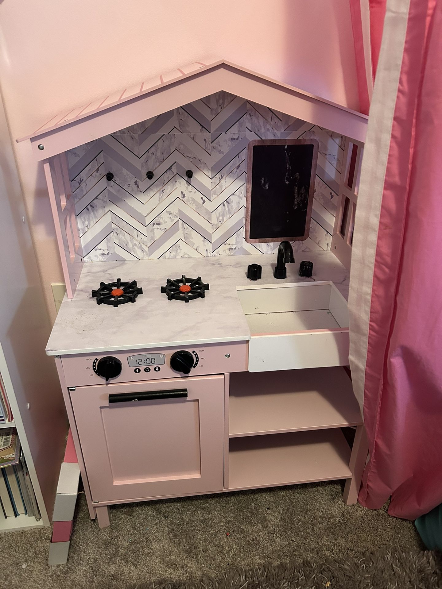 Pink Wooden Kitchen