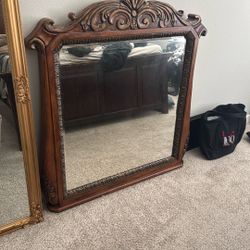 Big Mirror With Wooden Solid Wooden Frame 