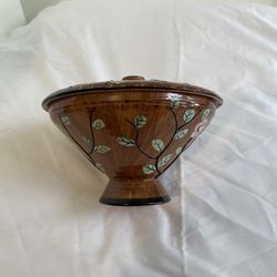 Hand Painted Italian Footed Bowl with Lid 1950-60s good Condition
