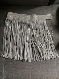 Rhinestone Fringe Belt Skirt