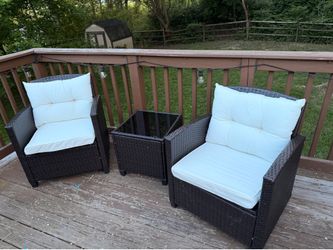 3-Piece Outdoor Patio Set – Wicker Chairs + Table