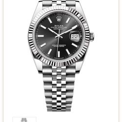 Model #: 126334 Black Index Jubilee Rolex Datejust 41mm Stainless Steel Mens Watch